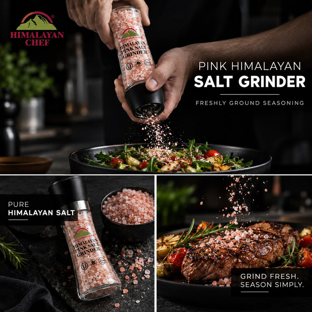 Pink Himalayan Salt Grinder | Pure Mineral Rich Gourmet Seasoning in the USA