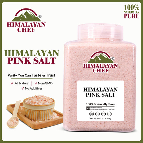 Pink Salt Fine Large Plastic Jar - 5 lbs | Himalayan Chef