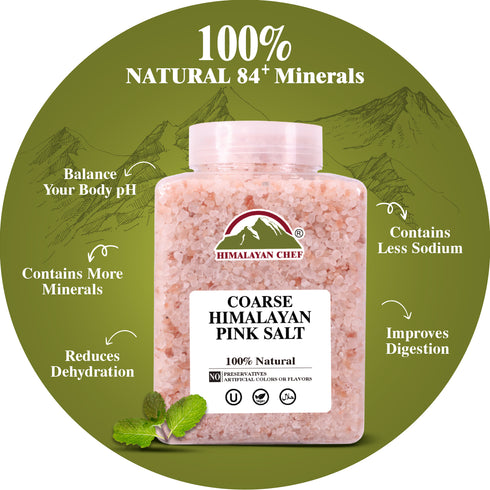 Pink Salt Coarse Large Plastic Jar - 5 lbs | Himalayan Chef