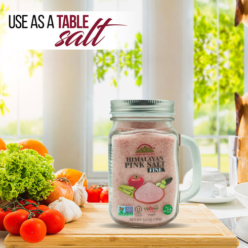 Pink Salt Small Glass Mason Jar - 0.22 lbs | Himalayan Chef