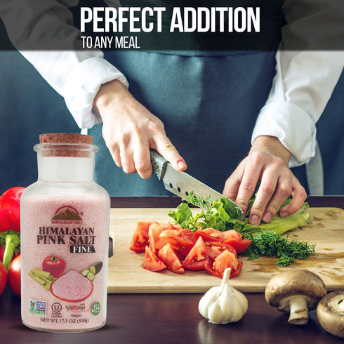 Pink Salt Wide Mouth Glass Jar with Cork Stopper - 1.1 lbs | Himalayan Chef