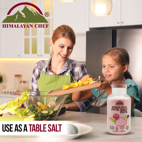 Pink Salt Wide Mouth Glass Jar with Cork Stopper - 1.1 lbs | Himalayan Chef