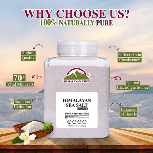 Himalayan Chef Sea Salt, Coarse Grain, 5 Pound Plastic Jar