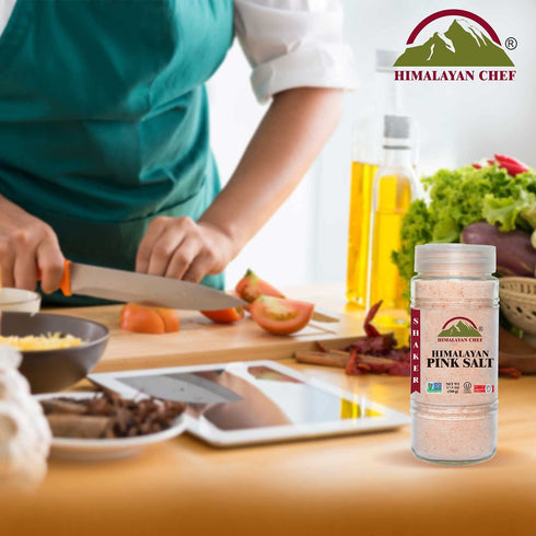 Pink Salt Fine Large Glass Shaker - 1.1 lbs | Himalayan Chef