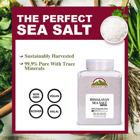 Himalayan Chef Sea Salt, Coarse Grain, 5 Pound Plastic Jar