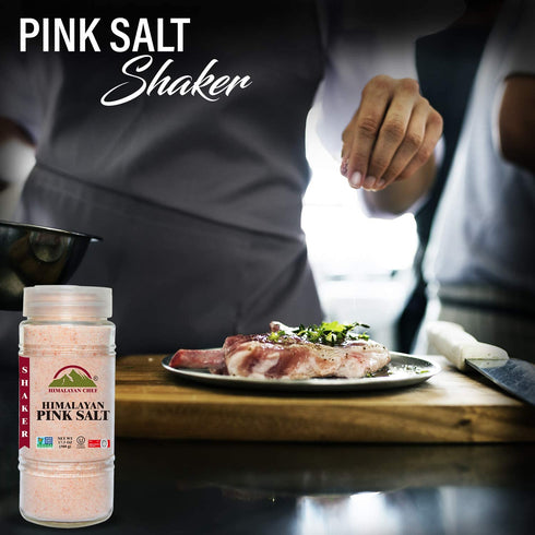Pink Salt Fine Large Glass Shaker - 1.1 lbs | Himalayan Chef