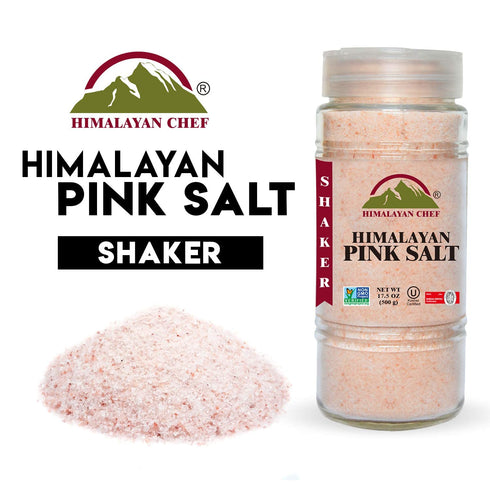 Pink Salt Fine Large Glass Shaker - 1.1 lbs | Himalayan Chef