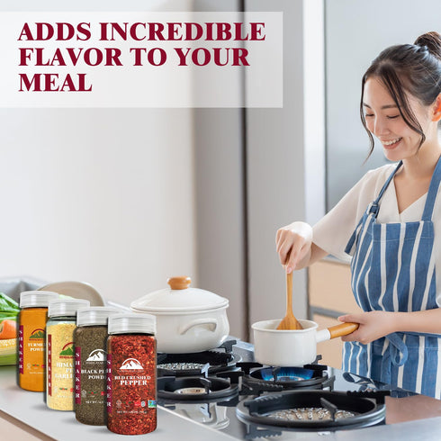 Himalayan Chef Shaker Variety Pack (Turmeric Powder, Black Pepper, Garlic Salt Powder & Red Crushed Pepper)