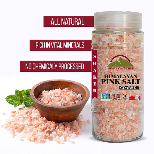 Pink Salt Coarse Large Glass Shaker - 1.1 lbs | Himalayan Chef