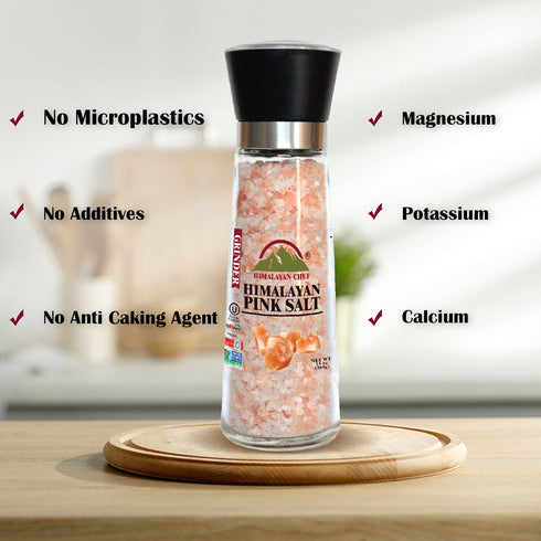 Pink Salt Coarse Large Glass Grinder - 0.81 lbs | Himalayan Chef