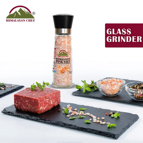 Pink Salt Coarse Large Glass Grinder - 0.81 lbs | Himalayan Chef