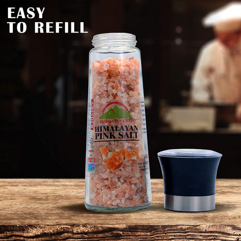 Pink Salt Coarse Large Glass Grinder - 0.81 lbs | Himalayan Chef