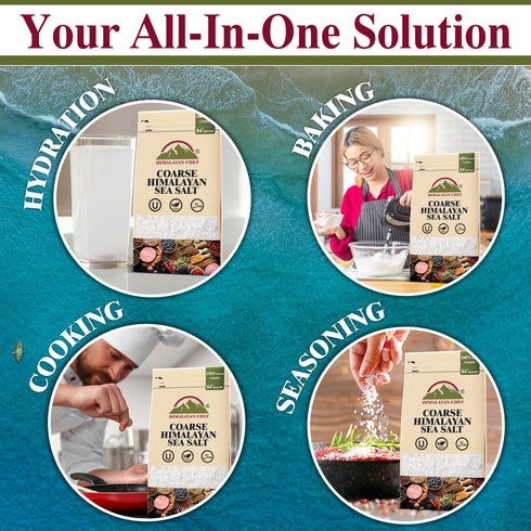 Himalayan Chef Sea Salt Coarse - 3 Lbs Bag | Pack of 4
