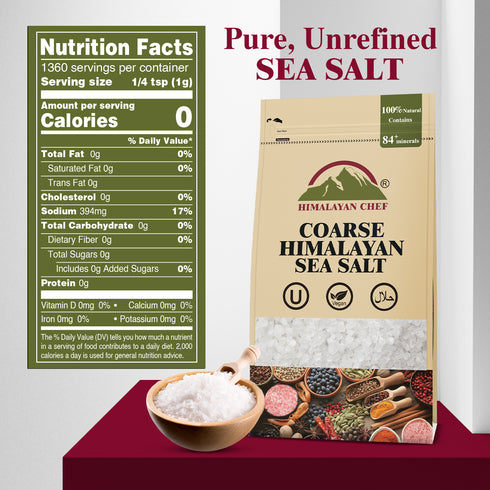Himalayan Chef Sea Salt Coarse - 3 Lbs Bag | Pack of 4