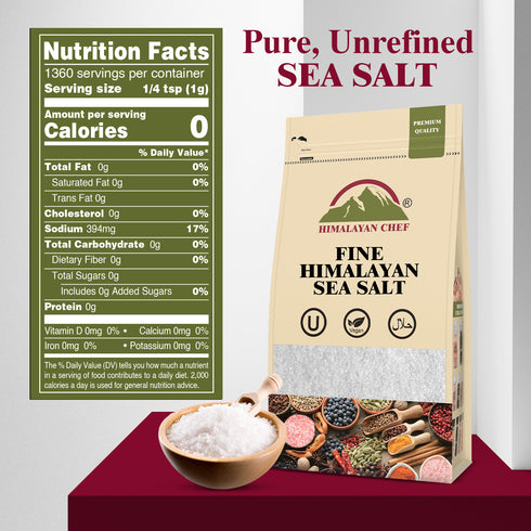 Himalayan Chef Sea Salt Fine - 3 lbs Bag | Pack of 4