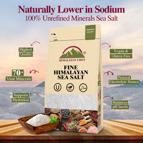Himalayan Chef Sea Salt Fine - 3 lbs Bag | Pack of 4