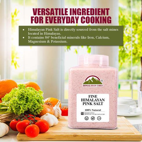 Pink Salt Fine Large Plastic Jar - 5 lbs | Himalayan Chef