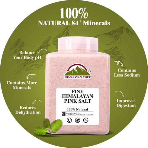Pink Salt Fine Large Plastic Jar - 5 lbs | Himalayan Chef