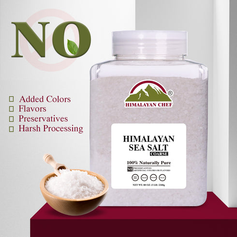 Himalayan Chef Sea Salt, Coarse Grain, 5 Pound Plastic Jar
