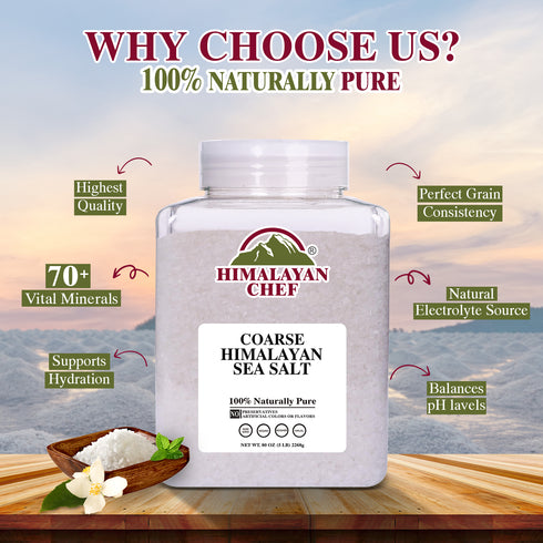 Himalayan Chef Sea Salt, Coarse Grain, 5 Pound Plastic Jar
