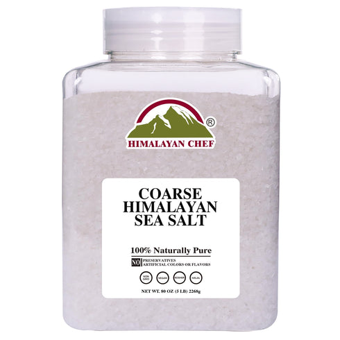 Himalayan Chef Sea Salt, Coarse Grain, 5 Pound Plastic Jar