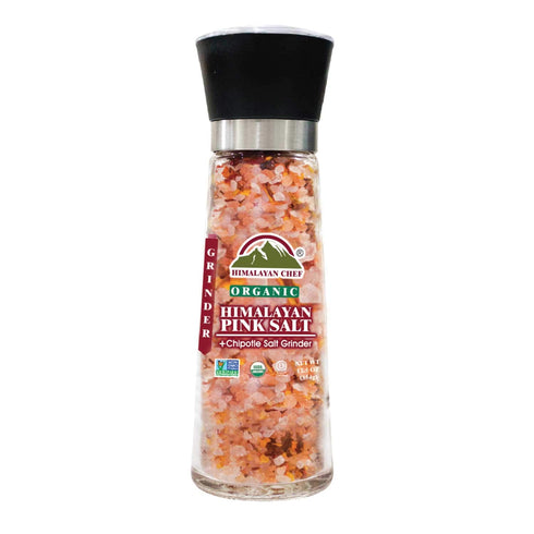 Himalayan Chef Organic Chipotle & Pink Salt- Refillable Glass Grinder - 0.78 lbs
