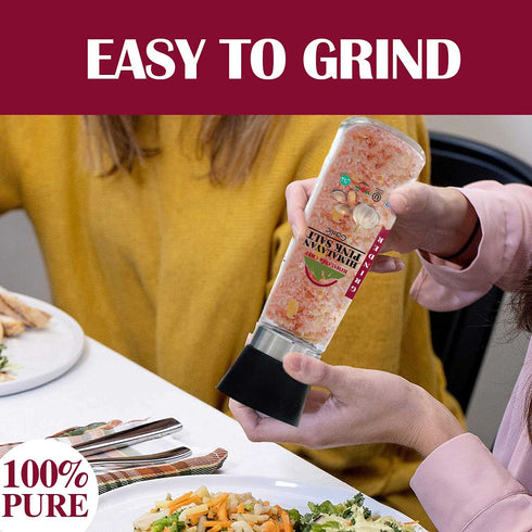 Pink Salt + Garlic + Red Crushed Pepper Large Glass Grinder - 0.66 lbs. | Himalayan Chef