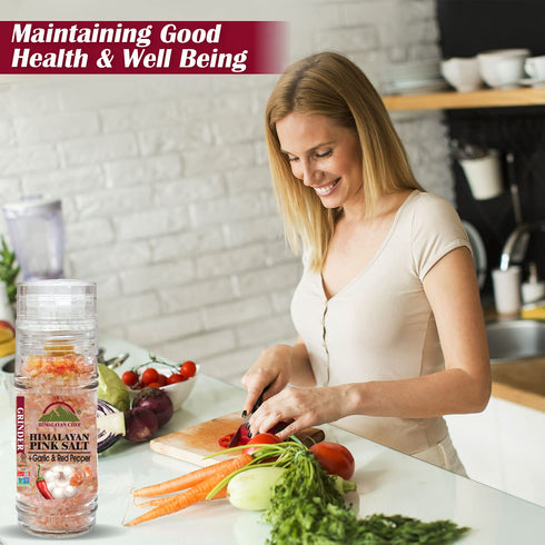 Pink Salt + Garlic + Red Pepper Small Glass Grinder - 0.22 lbs. | Himalayan Chef