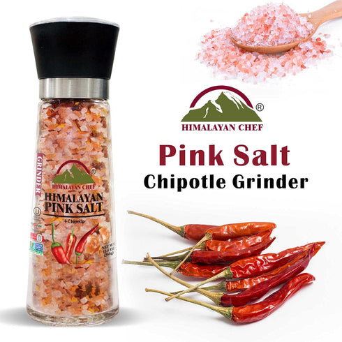 Pink Salt + Red Crushed Pepper Large Glass Grinder - 0.78 lbs. | Himalayan Chef