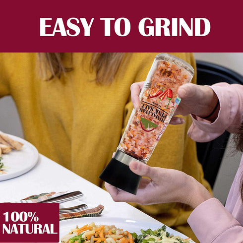 Pink Salt + Red Crushed Pepper Large Glass Grinder - 0.78 lbs. | Himalayan Chef
