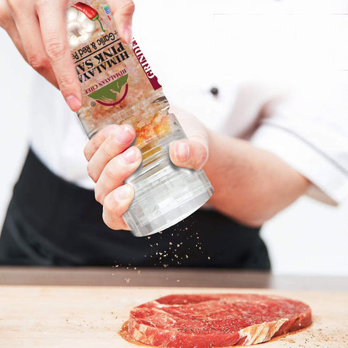Himalayan Chef Salt & Pepper Grinder Variety Pack (Pink Salt, Black Peppercorn, Onion Salt, Garlic Salt)