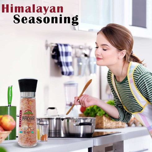 Pink Salt + Garlic + Red Crushed Pepper Large Glass Grinder - 0.66 lbs. | Himalayan Chef