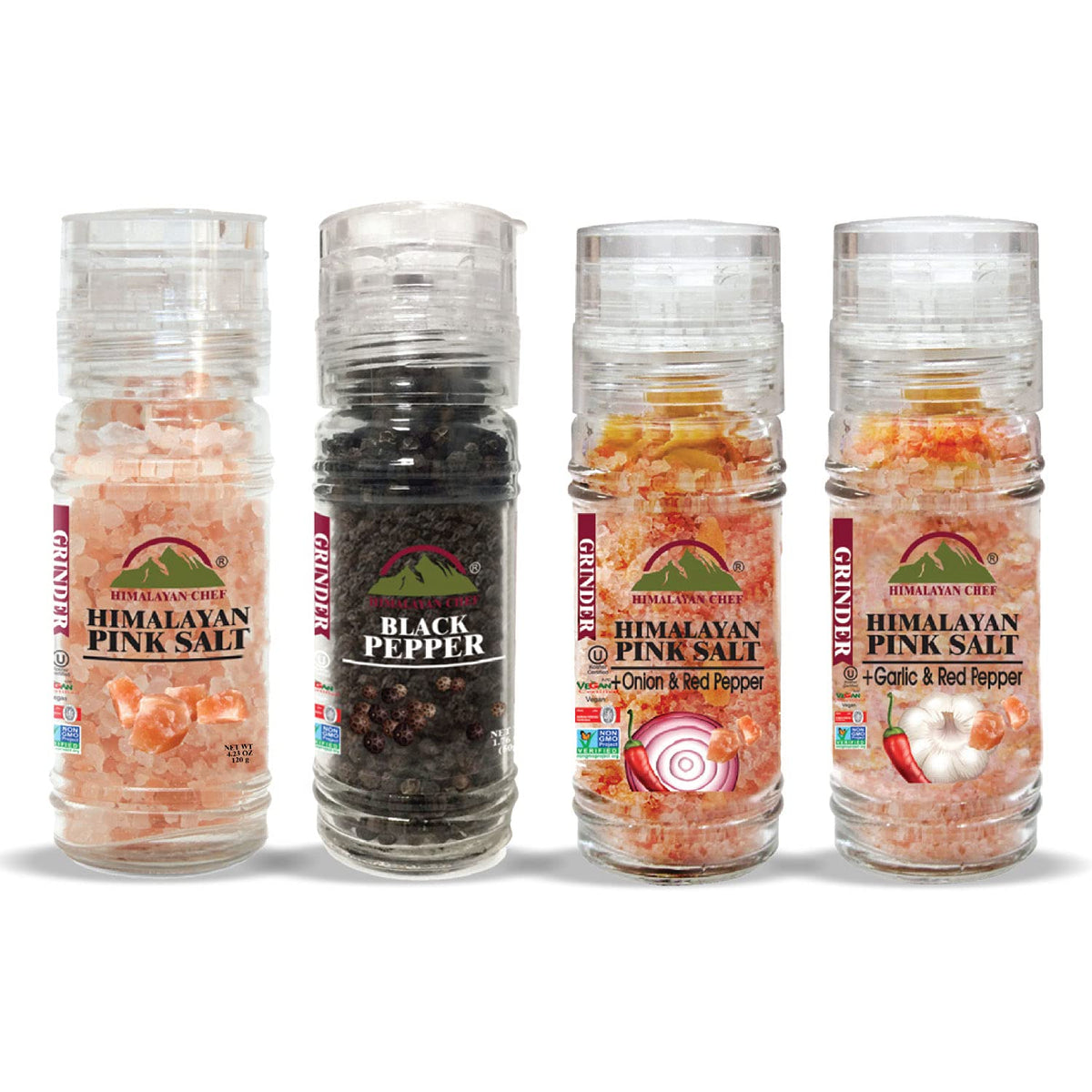 Disposable Black Peppercorn & Himalayan Pink Salt Grinder Set