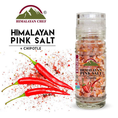 Pink Salt + Chipotle Small Glass Grinder - 0.22 lbs. | Himalayan Chef