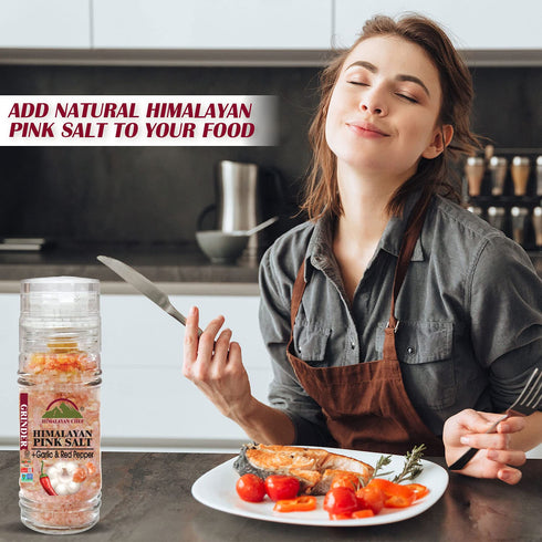 Pink Salt + Garlic + Red Pepper Small Glass Grinder - 0.22 lbs. | Himalayan Chef