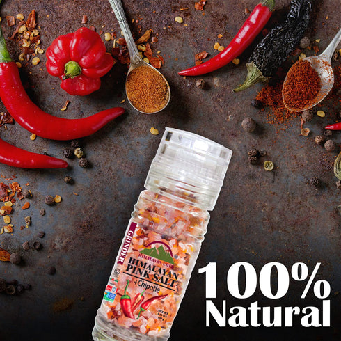 Pink Salt + Chipotle Small Glass Grinder - 0.22 lbs. | Himalayan Chef