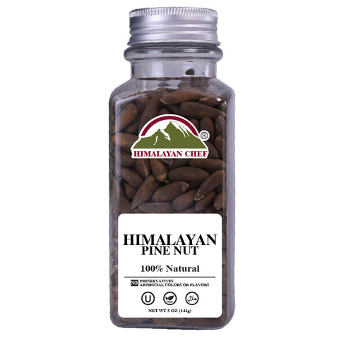 Chilghoza (Pine Nuts) with Shell Square Plastic Jar - 0.33 lbs | Himalayan Chef