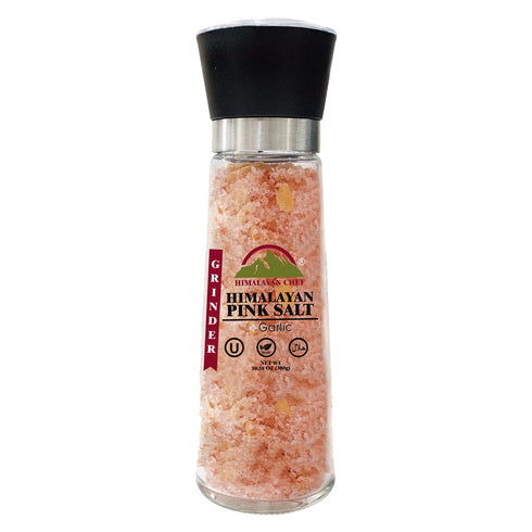 Pink Salt + Garlic + Red Crushed Pepper Large Glass Grinder - 0.66 lbs. | Himalayan Chef