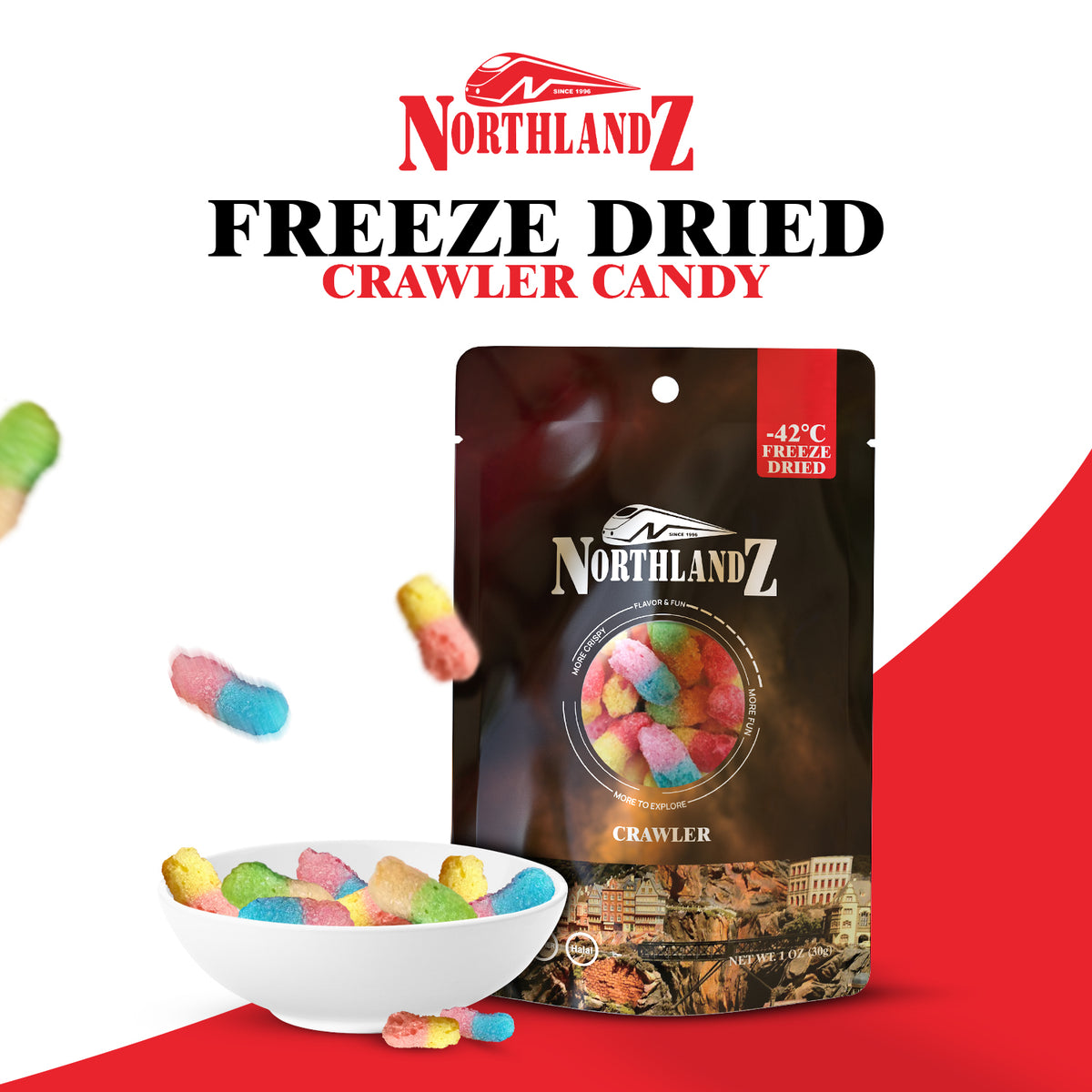 NORTHLANDZ Freeze Dried CRAWLER CANDY | Sweet & Sour Gummy Candy with ...