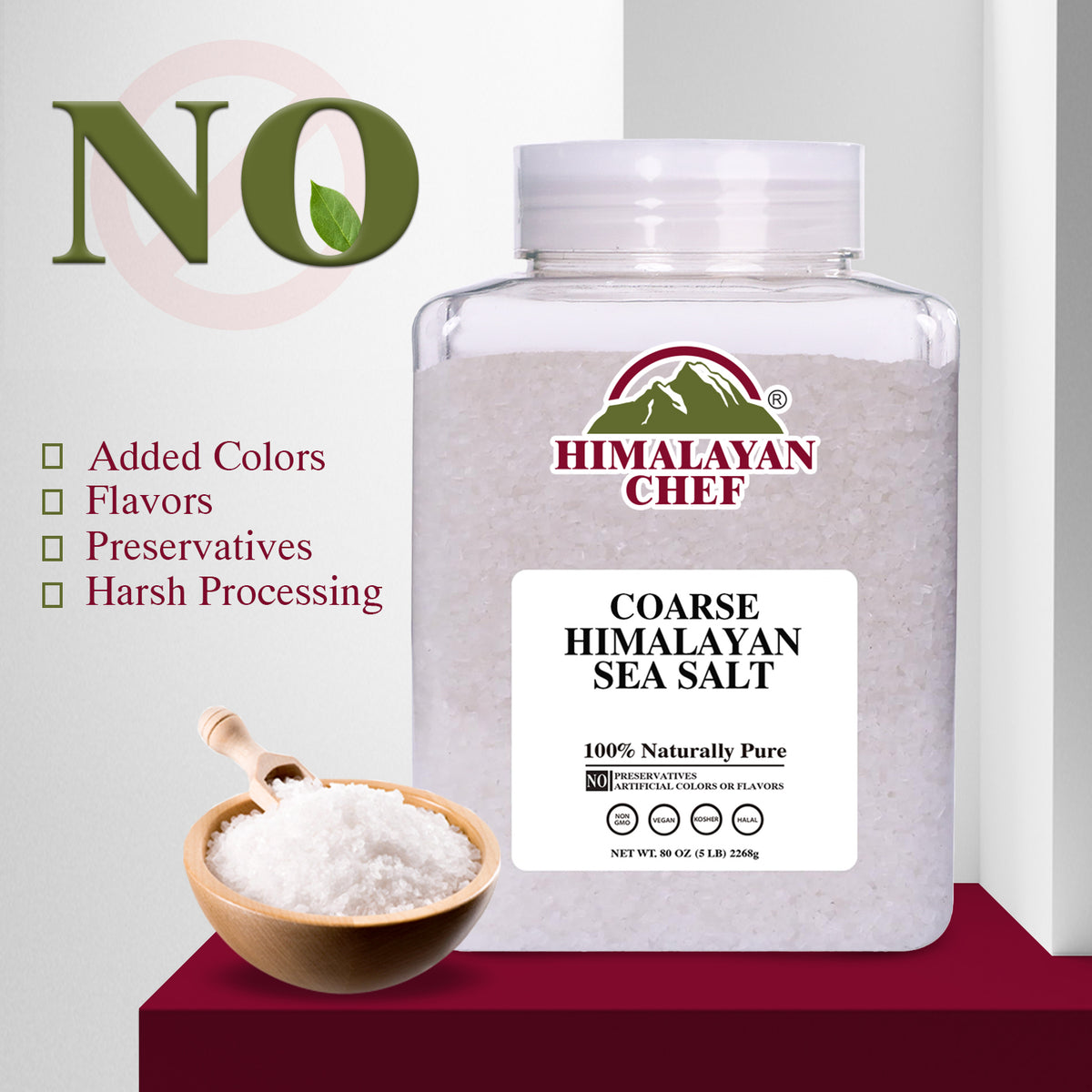 Himalayan Chef Sea Salt, Coarse Grain, 5 Pound Plastic Jar – HIMALAYAN ...