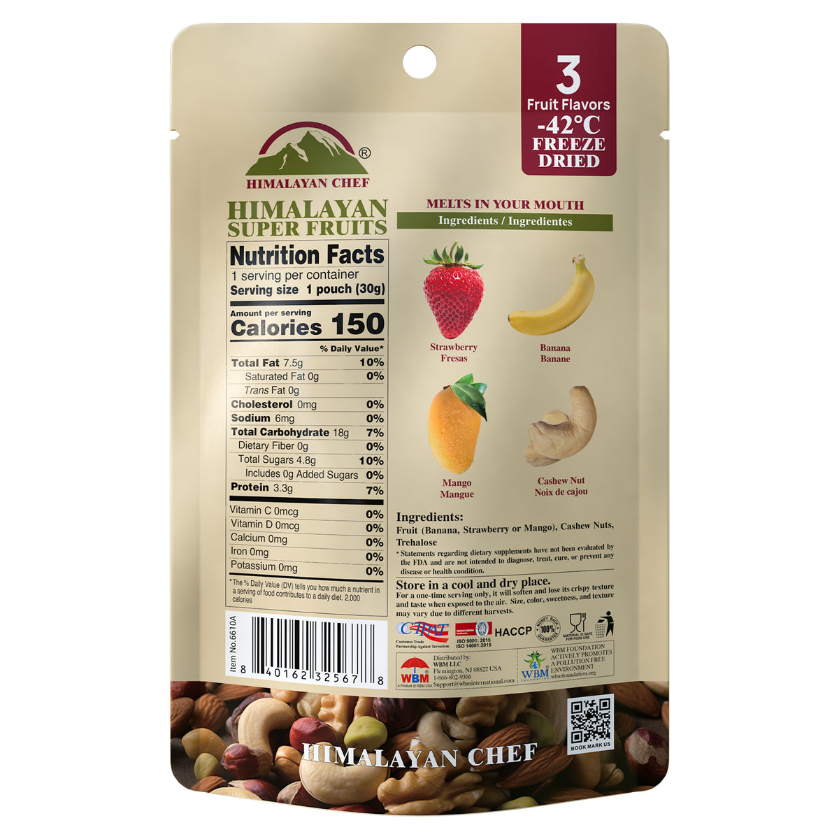 Himalayan Chef Super Reds Freeze-Dried Fruit Cashew Nut Crisps, 30g ...